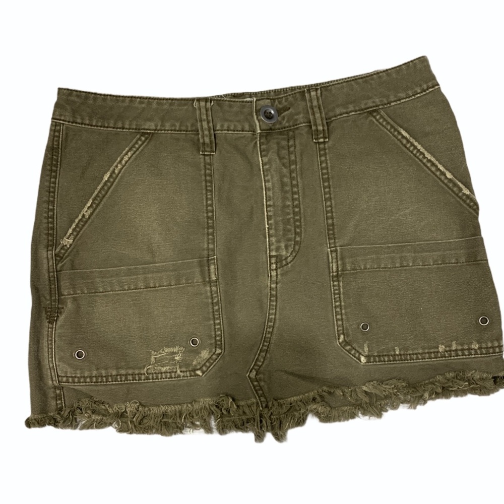 Free People Utility Olive Green Mini Skirt - Picture 3 of 6